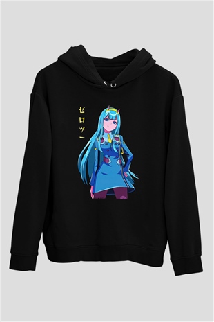 Darling İn The Franxx Baskılı Unisex Siyah Hoodie