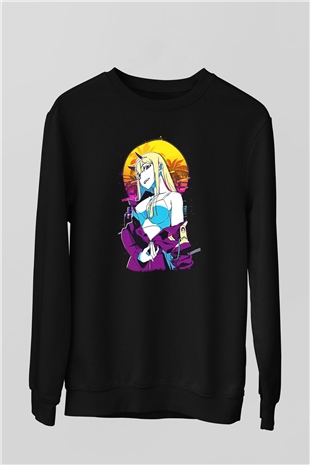 Darling İn The Franxx Baskılı Unisex Siyah Sweatshirt
