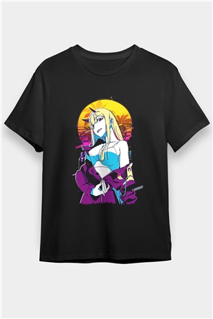 Darling İn The Franxx Baskılı Unisex Siyah Tişört - Tshirt