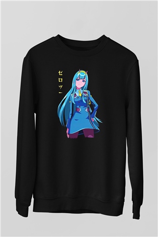 Darling İn The Franxx Baskılı Unisex Siyah Sweatshirt