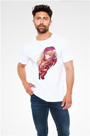 Darling İn The Franxx Unisex Baskılı Beyaz Tişört - Tshirt