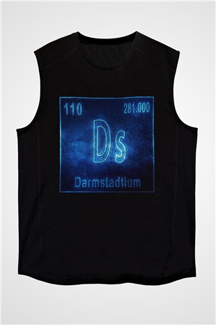 Darmstadtiyum Atom Numarası Baskılı Unisex Siyah Kolsuz Tişört
