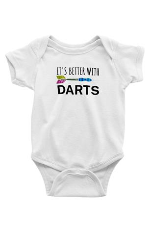 Dart Baskılı Beyaz Bebek Body - Zıbın