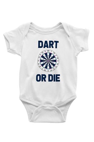 Dart Baskılı Beyaz Bebek Body - Zıbın