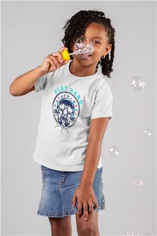 Dart Baskılı Unisex Beyaz Çocuk Tişört - Tshirt