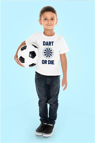 Dart Baskılı Unisex Beyaz Çocuk Tişört - Tshirt