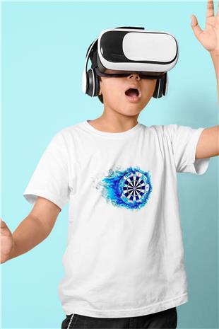 Dart Baskılı Unisex Beyaz Çocuk Tişört - Tshirt