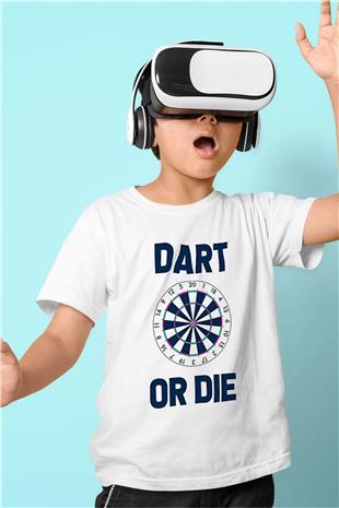 Dart Baskılı Unisex Beyaz Çocuk Tişört - Tshirt