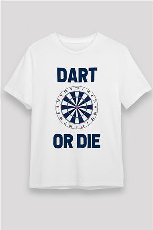 Dart Baskılı Unisex Beyaz Tişört - Tshirt