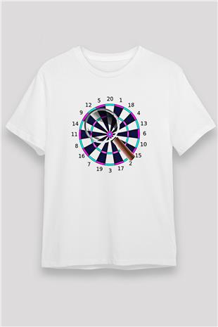 Dart Baskılı Unisex Beyaz Tişört - Tshirt