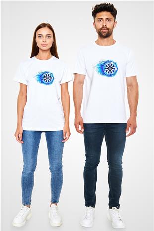 Dart Baskılı Unisex Beyaz Tişört - Tshirt
