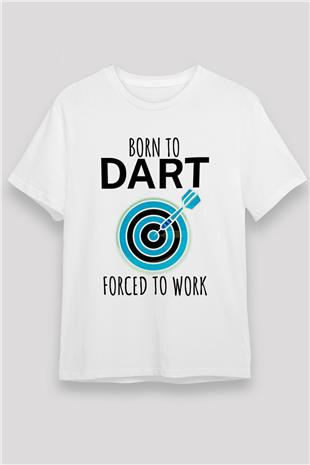 Dart Baskılı Unisex Beyaz Tişört - Tshirt
