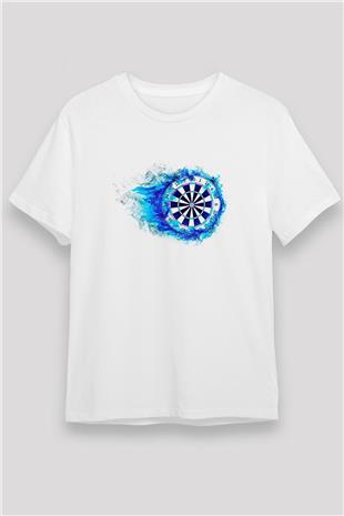 Dart Baskılı Unisex Beyaz Tişört - Tshirt