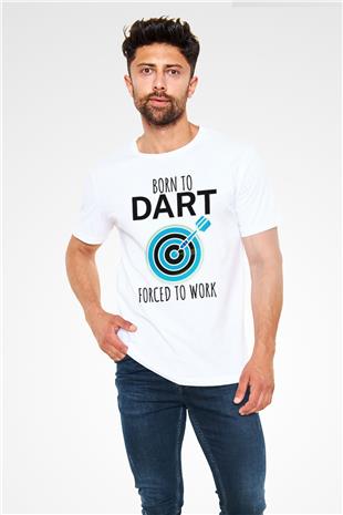 Dart Baskılı Unisex Beyaz Tişört - Tshirt
