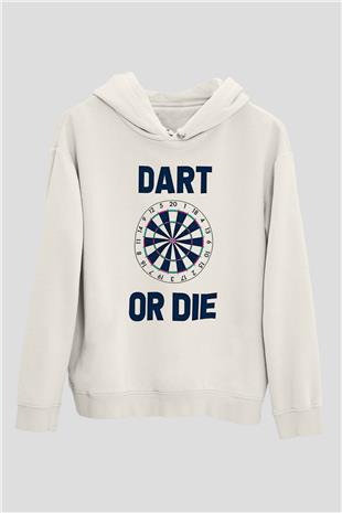 Dart Baskılı Unisex Ekru Hoodie
