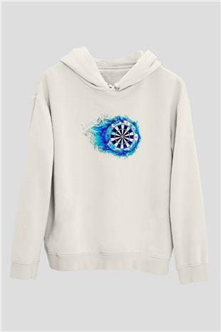 Dart Baskılı Unisex Ekru Hoodie