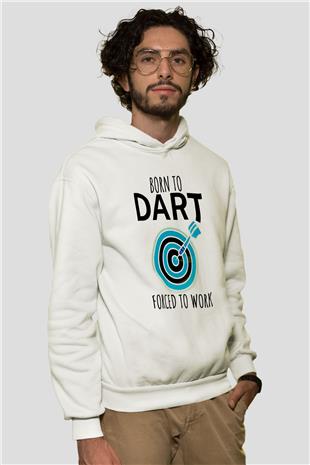 Dart Baskılı Unisex Ekru Hoodie