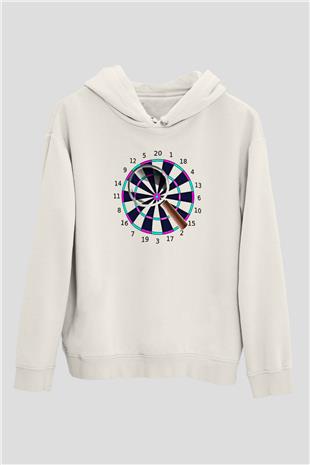 Dart Baskılı Unisex Ekru Hoodie