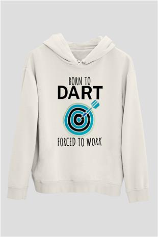 Dart Baskılı Unisex Ekru Hoodie
