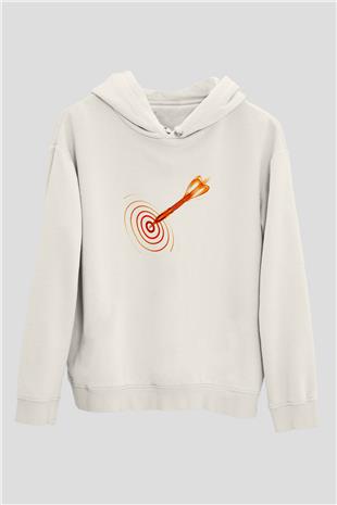 Dart Baskılı Unisex Ekru Hoodie