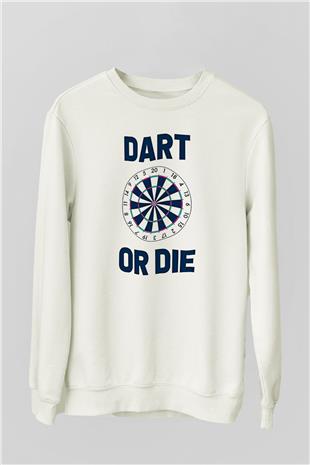 Dart Baskılı Unisex Ekru Sweatshirt