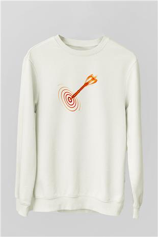 Dart Baskılı Unisex Ekru Sweatshirt