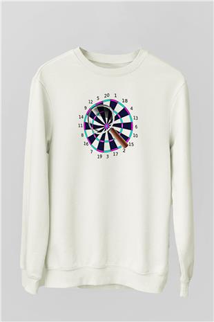 Dart Baskılı Unisex Ekru Sweatshirt