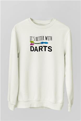 Dart Baskılı Unisex Ekru Sweatshirt