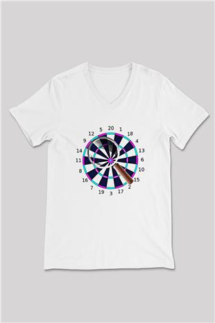 Dart Baskılı Unisex V Yaka Tişört - Tshirt