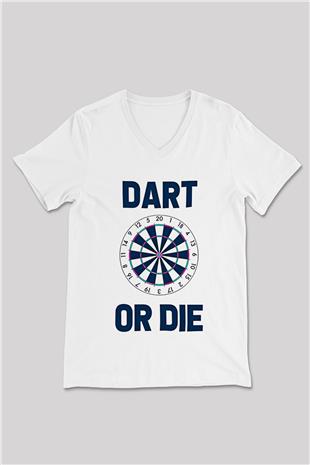 Dart Baskılı Unisex V Yaka Tişört - Tshirt