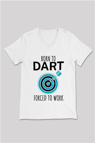 Dart Baskılı Unisex V Yaka Tişört - Tshirt