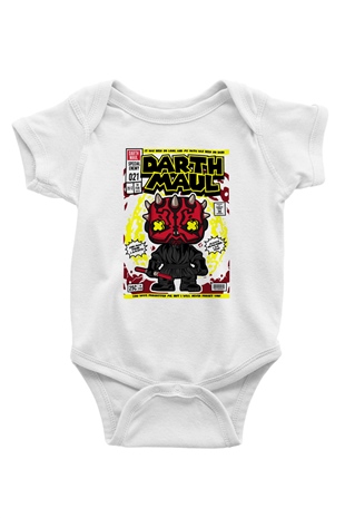 Darth Maul Baskılı Unisex Beyaz Bebek Body - Zıbın
