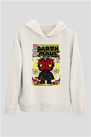 Darth Maul Baskılı Unisex Beyaz Hoodie
