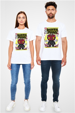 Darth Maul Baskılı Unisex Beyaz Tişört