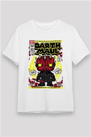 Darth Maul Baskılı Unisex Beyaz Tişört