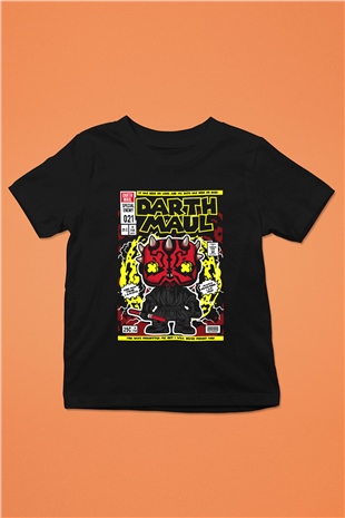 Darth Maul Baskılı Unisex Siyah Çocuk Tişört
