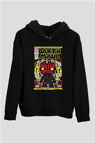 Darth Maul Baskılı Unisex Siyah Hoodie