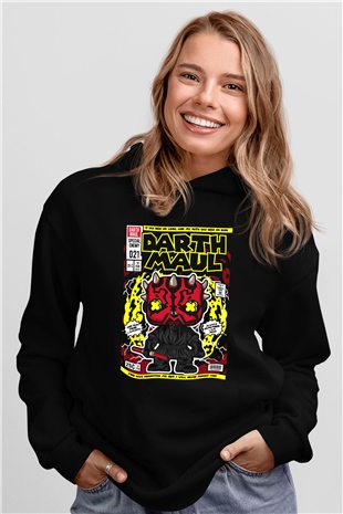Darth Maul Baskılı Unisex Siyah Hoodie