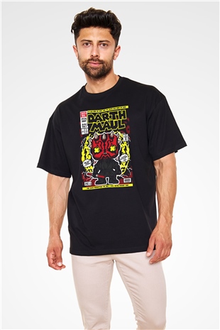 Darth Maul Baskılı Unisex Siyah Oversize Tişört