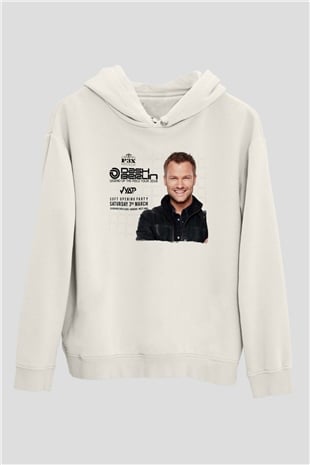 Dash Berlin Beyaz Unisex Kapüşonlu Sweatshirt