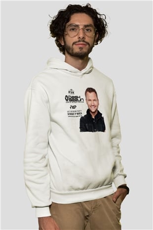 Dash Berlin Beyaz Unisex Kapüşonlu Sweatshirt