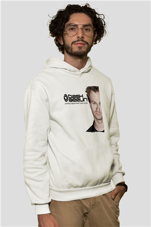 Dash Berlin Beyaz Unisex Kapüşonlu Sweatshirt