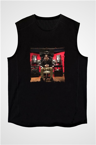 Datsik Baskılı Unisex Siyah Kolsuz Tişört