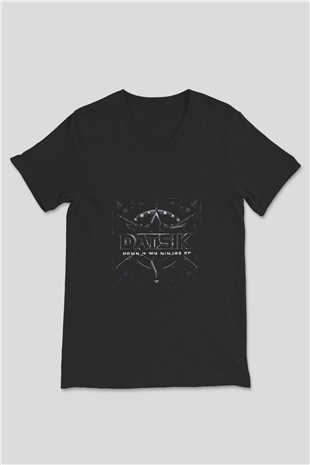 Datsik Baskılı Unisex Siyah V Yaka Tişört