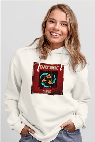 Datsik Beyaz Unisex Kapüşonlu Sweatshirt