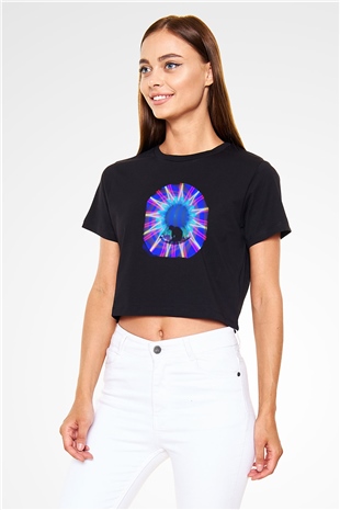 Datsik Siyah  Crop Top Tişört
