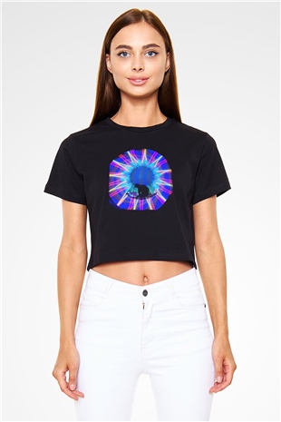 Datsik Siyah  Crop Top Tişört