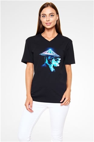 Datsik Siyah Unisex V Yaka Tişört
