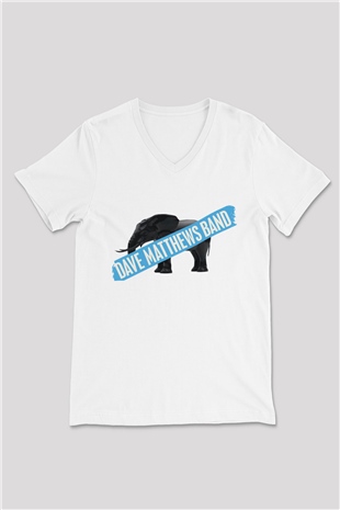 Dave Matthews Band Beyaz Unisex V Yaka Tişört