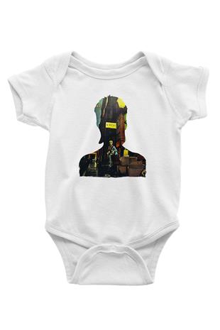 David Bowie Baskılı Beyaz Unisex Bebek Body - Zıbın